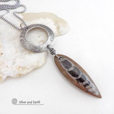Orthoceras Fossil Stone Necklace - Ancient Fossil Jewelry