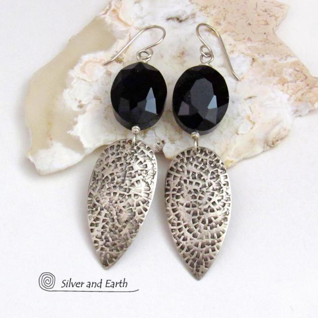 Black patina and grey night stone earrings by Amoliconcepts | The Secret  Label