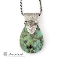 African Turquoise Sterling Silver Necklace - Handcrafted Silver & Stone Jewelry