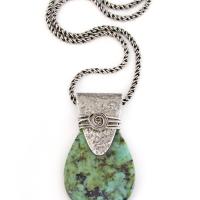 African Turquoise Sterling Silver Necklace - Handcrafted Silver & Stone Jewelry