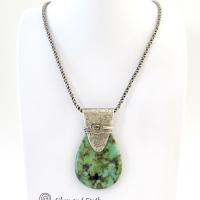 African Turquoise Sterling Silver Necklace - Handcrafted Silver & Stone Jewelry