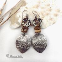  Rustic Sterling Silver Earrings with African Bone Beads - Earthy Organic Ethnic Tribal Style Jewelry
