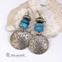 Sterling Silver Earrings with Faceted Blue Apatite Gemstones - Modern Elegant Chic Sterling Jewelry