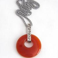Orange Carnelian Sterling Silver Pendant Necklace -  Earthy Modern Natural Gemstone Jewelry