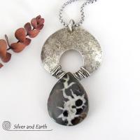 Septarian Fossil Sterling Silver Necklace - Unique One of a Kind Fossil Stone Jewelry