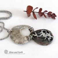 Septarian Fossil Sterling Silver Necklace - Unique One of a Kind Fossil Stone Jewelry