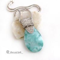 Mint Green Moonstone Sterling Silver Necklace - Unique One of a Kind Natural Stone Jewelry