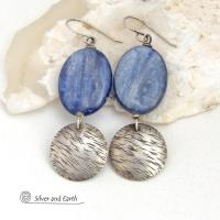 Blue Kyanite Earrings with Sterling Silver Dangles - Natural Gemstone Jewelry