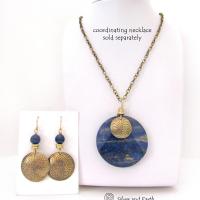 Gold Brass Spiral Earrings with Faceted Blue Lapis Lazuli Gemstones - Bold Exotic Egyptian Inspired Jewelry