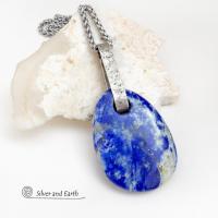 Blue Lapis Lazuli Sterling Silver Pendant Necklace - One of a Kind Modern Natural Gemstone Jewelry