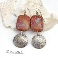 Australian Noreena Jasper Gemstone Sterling Silver Earrings - One of a Kind Natural Stone Jewelry