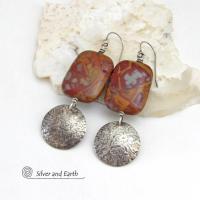 Australian Noreena Jasper Gemstone Sterling Silver Earrings - One of a Kind Natural Stone Jewelry