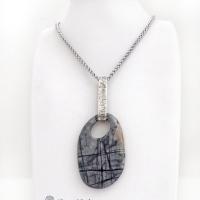 Picasso Marble Gemstone Sterling Silver Pendant Necklace - One of a Kind Earthy Natural Stone Jewelry
