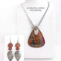 Sterling Silver Dangle Earrings with Natural Red Creek Jasper Stones