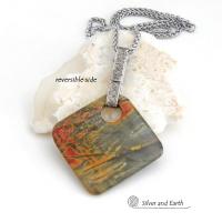 Red Creek Jasper Sterling Silver Pendant Necklace - Earthy Natural One of a Kind Stone Jewelry