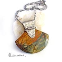 Red Creek Jasper Sterling Silver Necklace - Handmade One of a Kind Natural Stone Jewelry