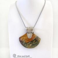 Red Creek Jasper Sterling Silver Necklace - Handmade One of a Kind Natural Stone Jewelry