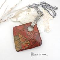 Red Creek Jasper Sterling Silver Necklace - One of a Kind Natural Stone Jewelry