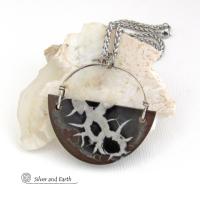 Septarian Fossil Stone Pendant Necklace - Ancient Natural Fossil Jewelry for Men and Women