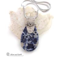 Blue Sodalite Sterling Silver Necklace - Unique Artisan Handcrafted Natural Gemstone Jewelry