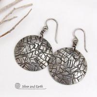 Modern Sterling Silver Earrings with Hand Stamped Texture - Jewelry for Everyday Wear 