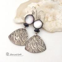 Sterling Silver Earrings with Black Lip Mother of Pearl and Black Onyx Stones