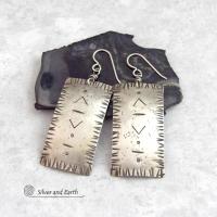 Hand Stamped Sterling Silver Earrings with a Modern Southwestern Tribal Flair
