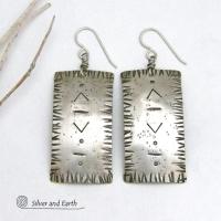 Hand Stamped Sterling Silver Earrings with a Modern Southwestern Tribal Flair