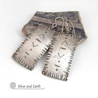 Hand Stamped Sterling Silver Earrings with a Modern Southwestern Tribal Flair