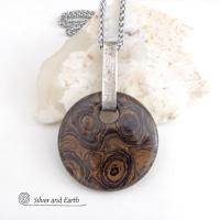 Stromatolite Fossil Sterling Silver Necklace - Artisan Handcrafted Earthy Natural Fossil Stone Jewelry