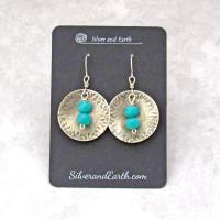 Round Sterling Silver Dangle Earrings with Faceted Blue Glass Crystal Beads - Modern Elegant Jewelry