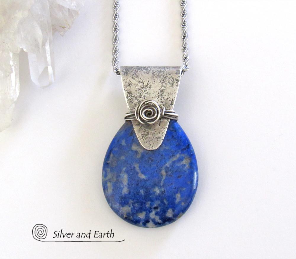 Lapis Lazuli Sterling Silver Pendant Necklace - Unique Handmade Silver Jewelry