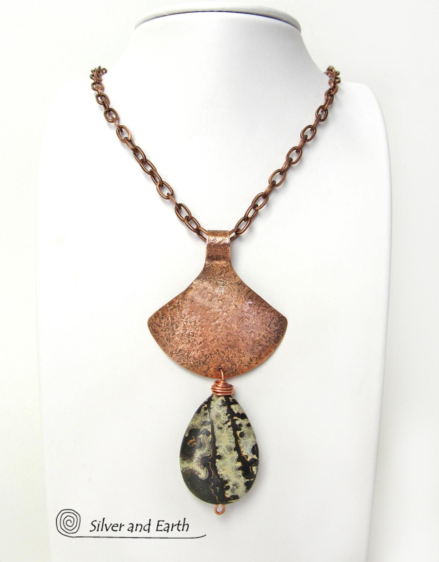 Red Creek Jasper Copper Necklace - One of A Kind Earthy Natural Stone Jewelry