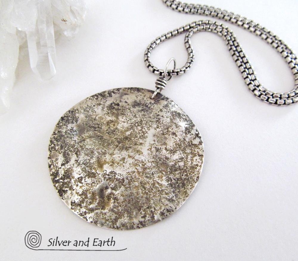 Amazon.com: Hammered Silver Circle Pendant Necklace : Handmade Products