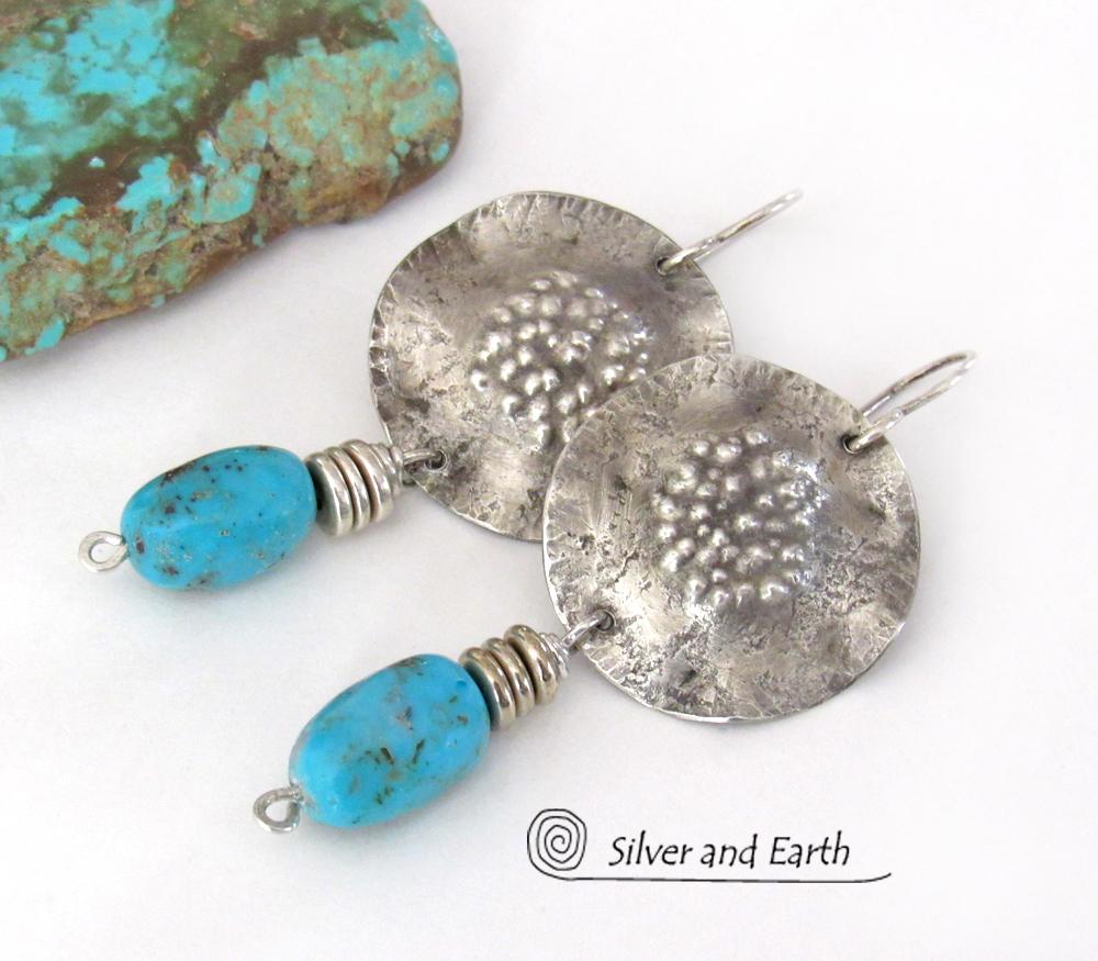 Navajo Triple-Stone Turquoise Earrings