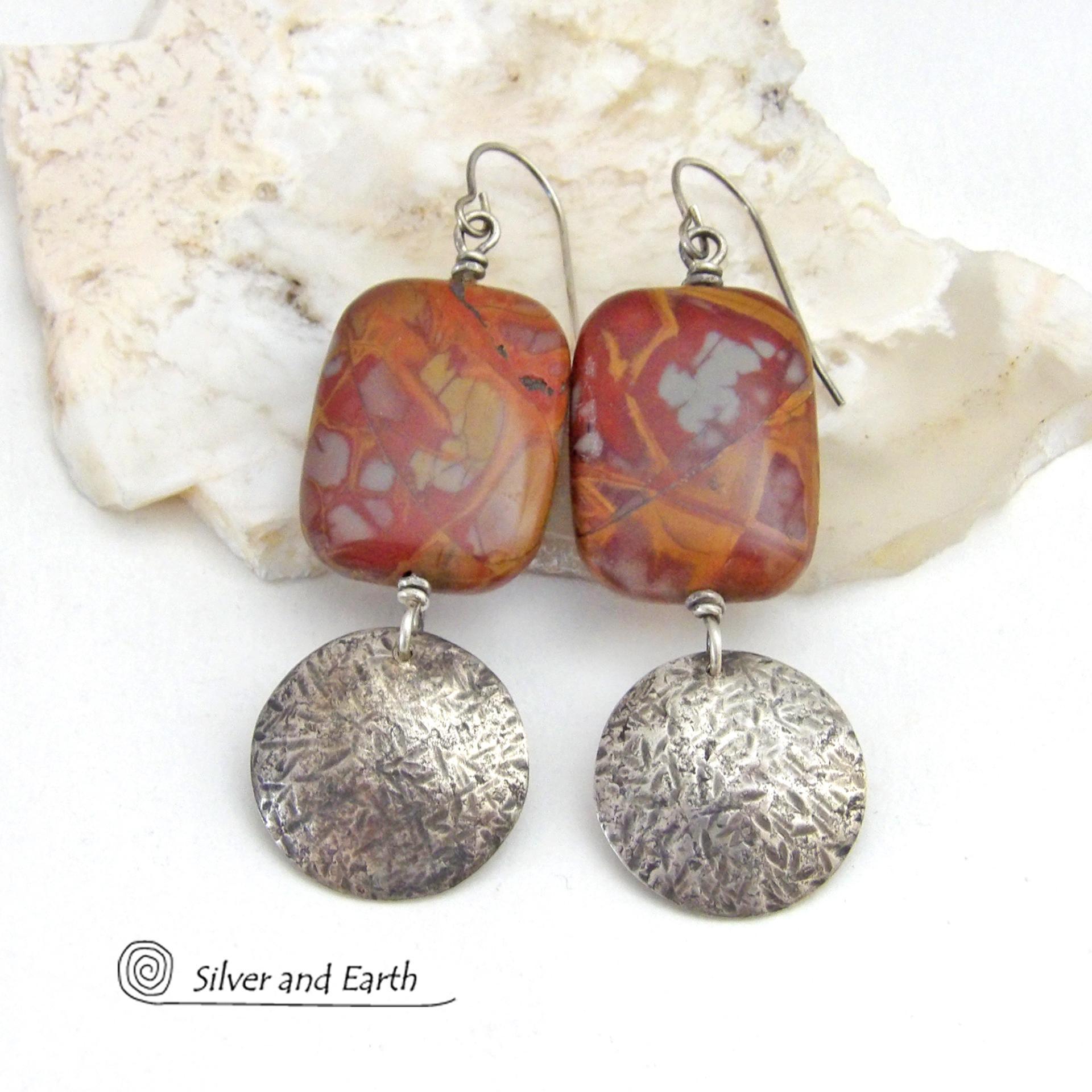 Australian Noreena Jasper Gemstone Sterling Silver Earrings - One of a Kind Natural Stone Jewelry