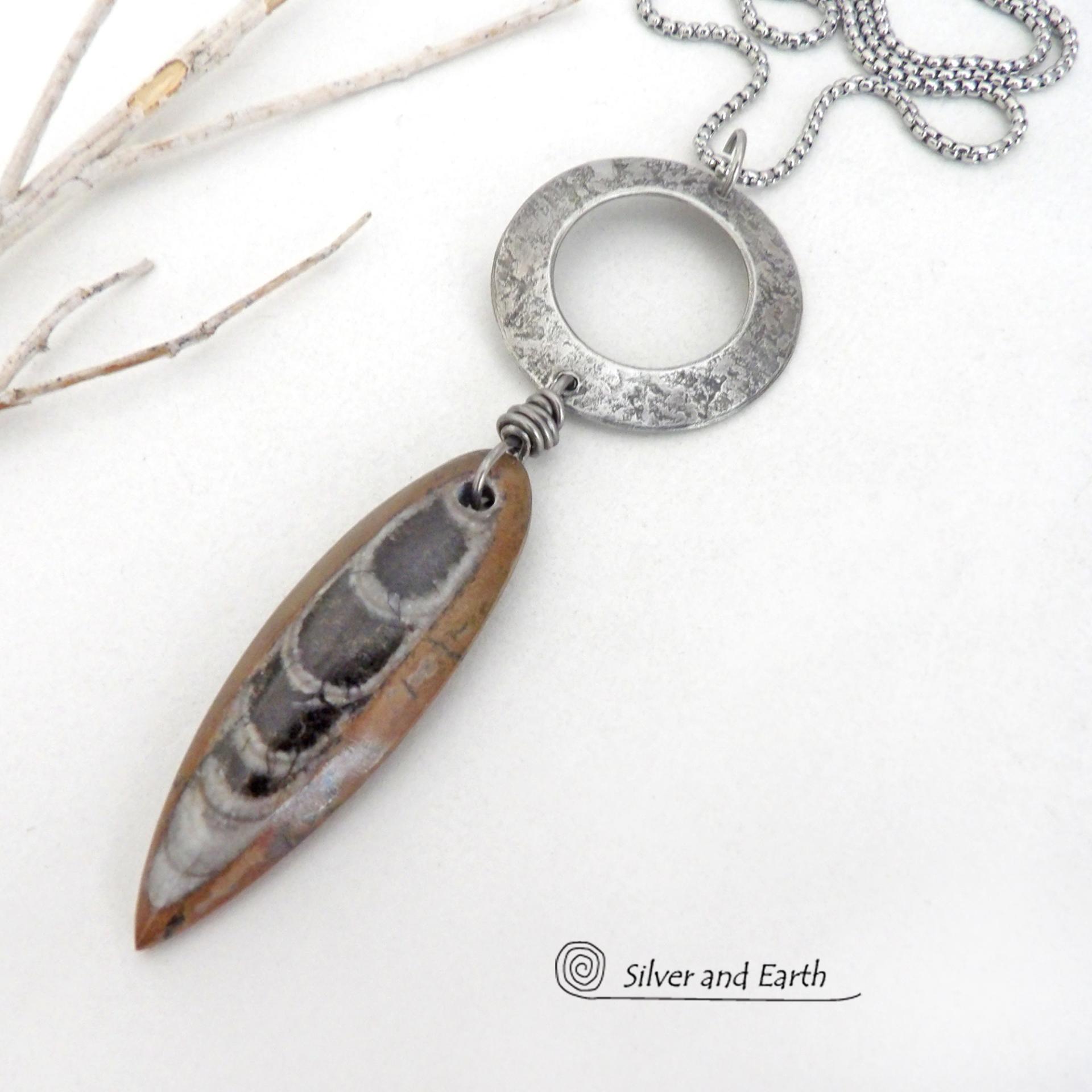Orthoceras Fossil Stone Necklace - Ancient Fossil Jewelry