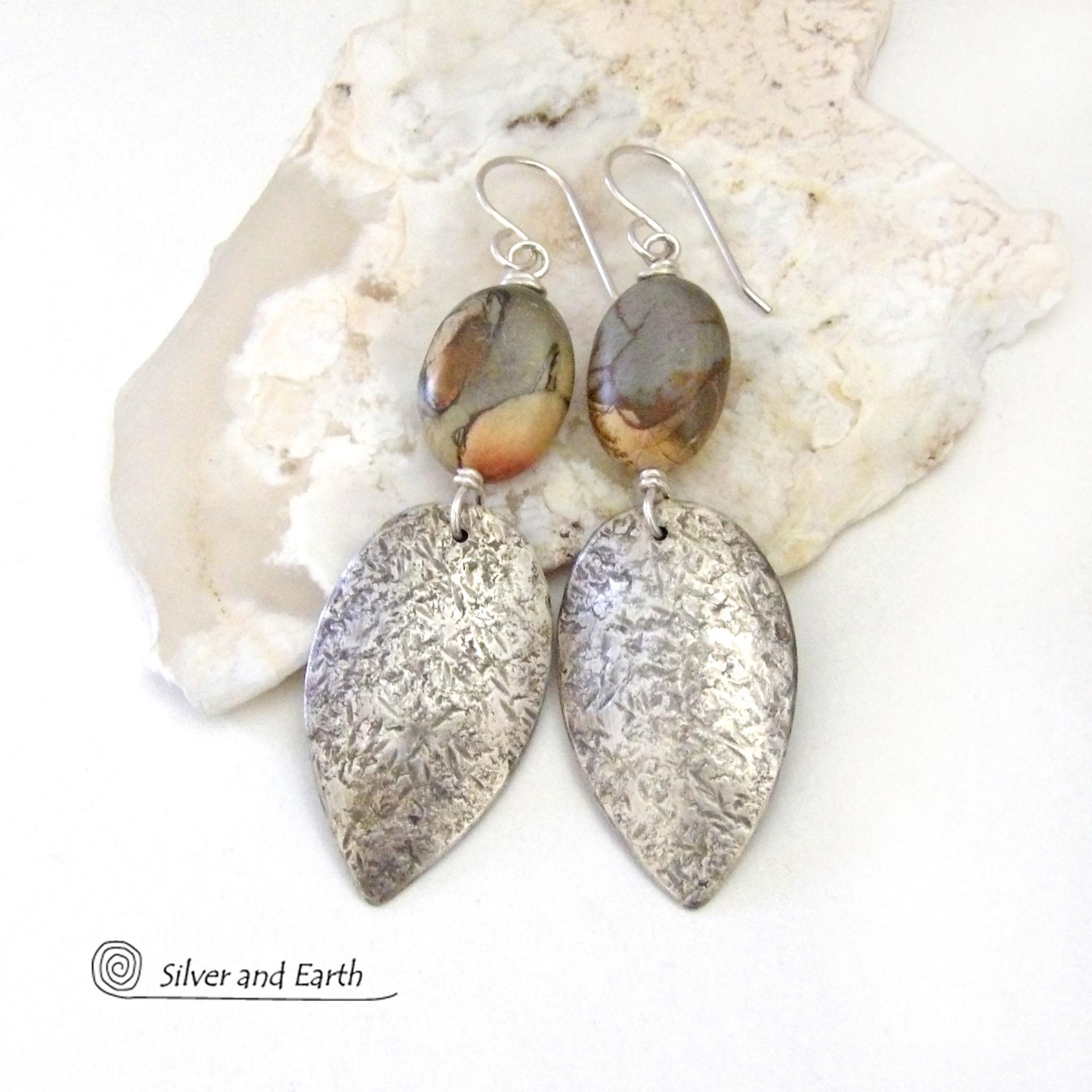 Picasso Jasper Sterling Silver Earrings - Natural Stone & Silver Jewelry