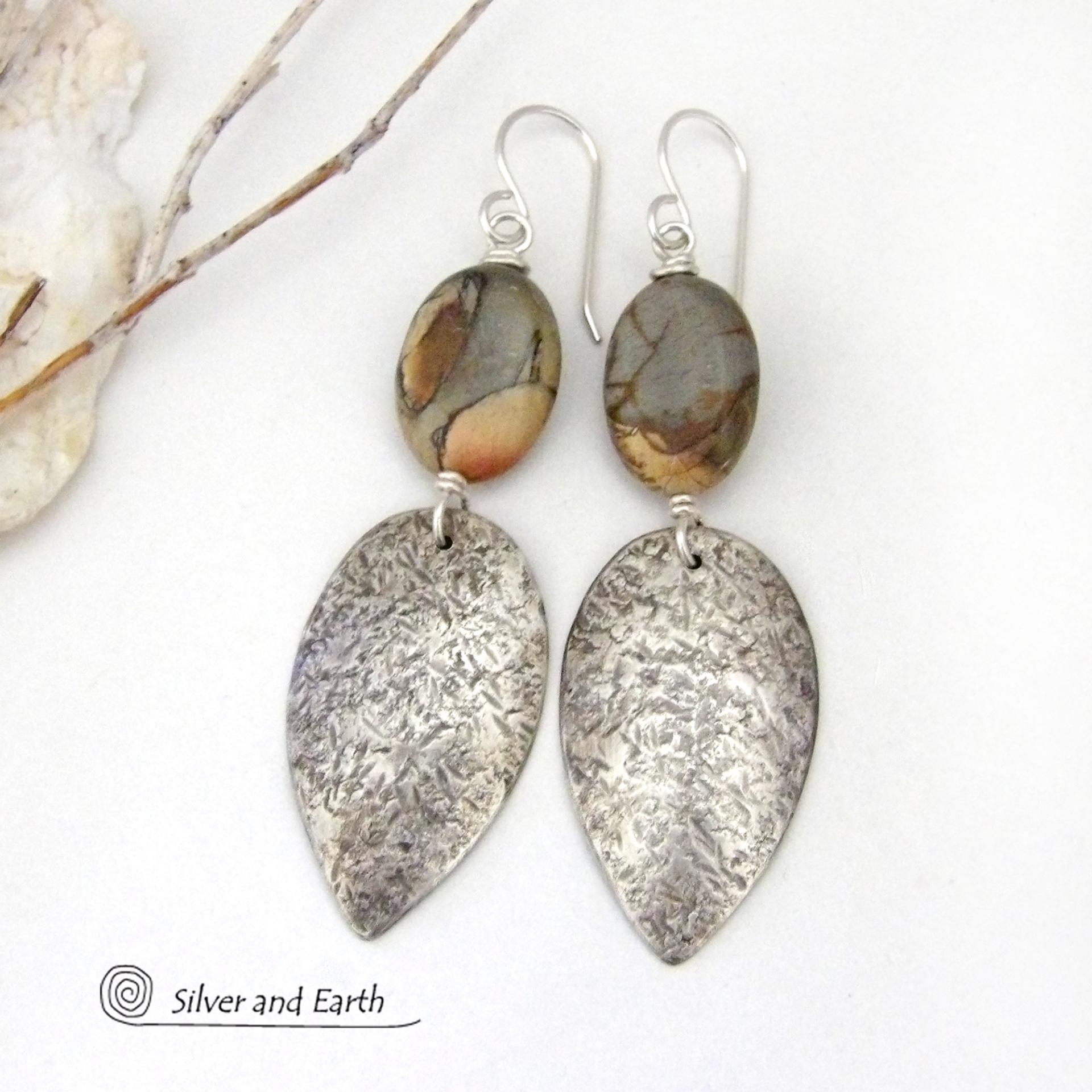 Picasso Jasper Sterling Silver Earrings - Natural Stone & Silver Jewelry