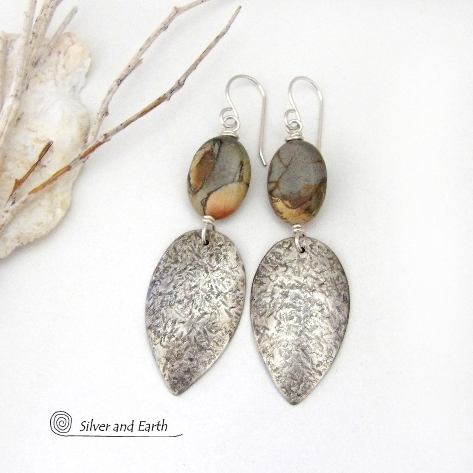 Picasso Jasper Sterling Silver Earrings - Natural Stone & Silver Jewelry