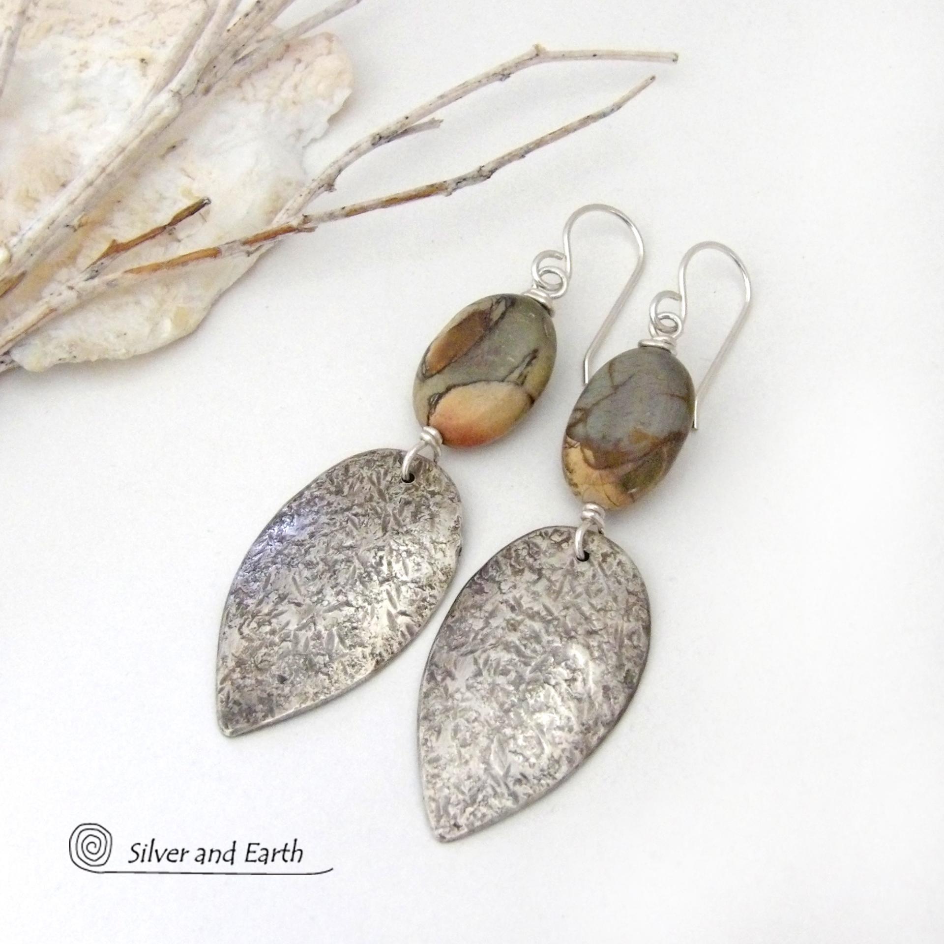 Picasso Jasper Sterling Silver Earrings - Natural Stone & Silver Jewelry