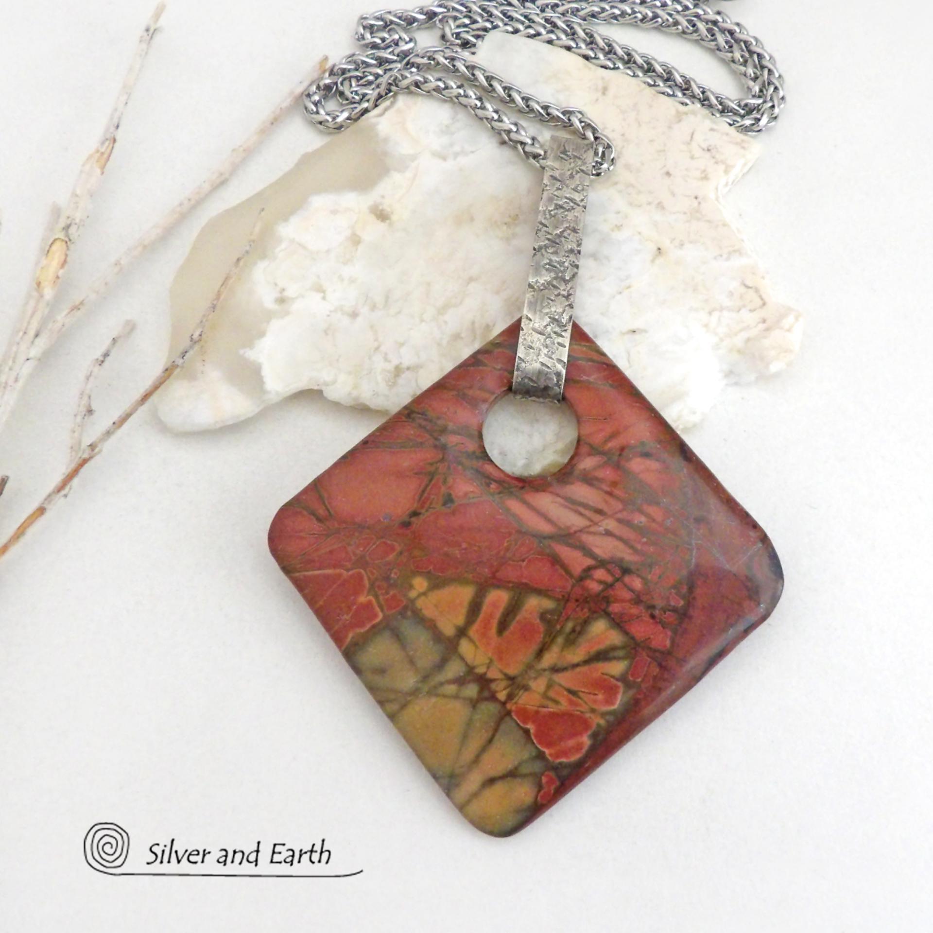 Red Creek Jasper Sterling Silver Necklace - One of a Kind Natural Stone Jewelry