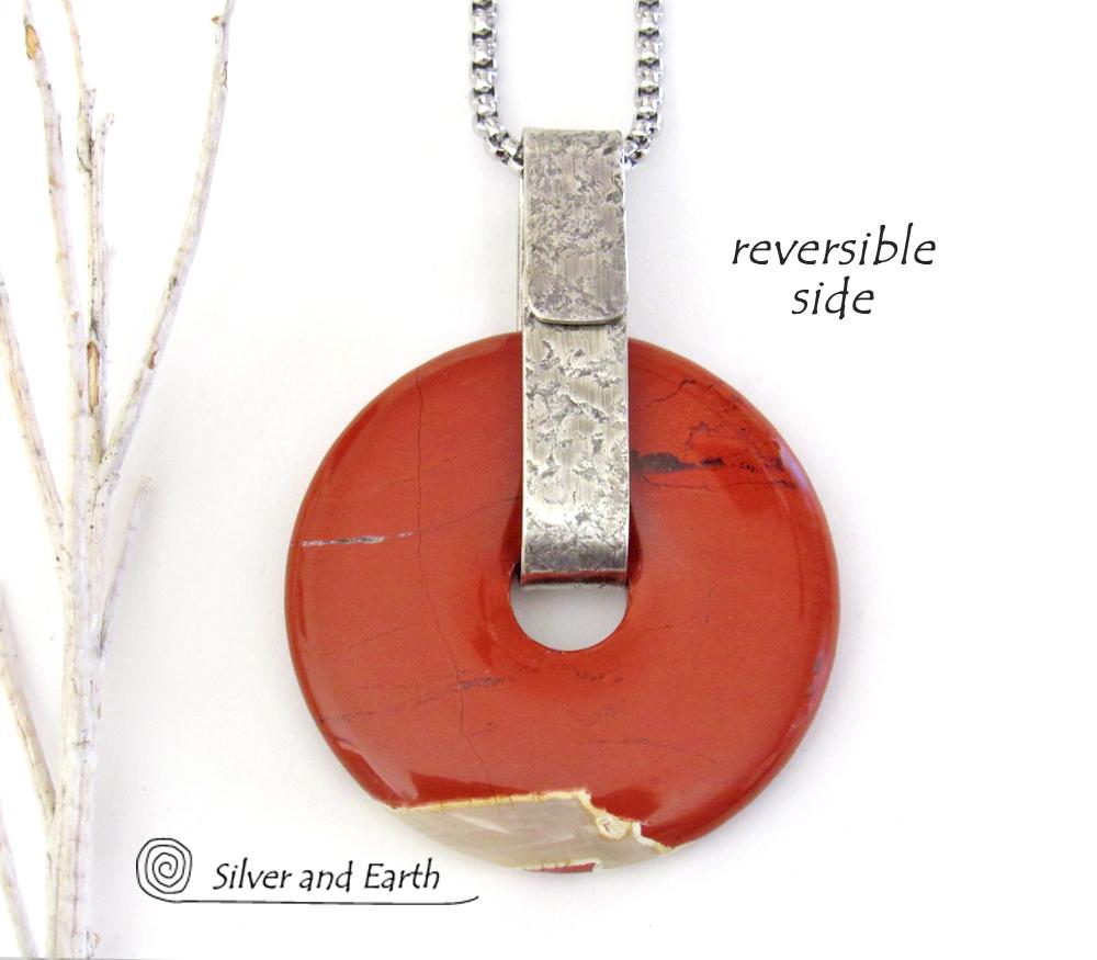 New Natural Stone Magnetic Couple Necklaces Red & Brown