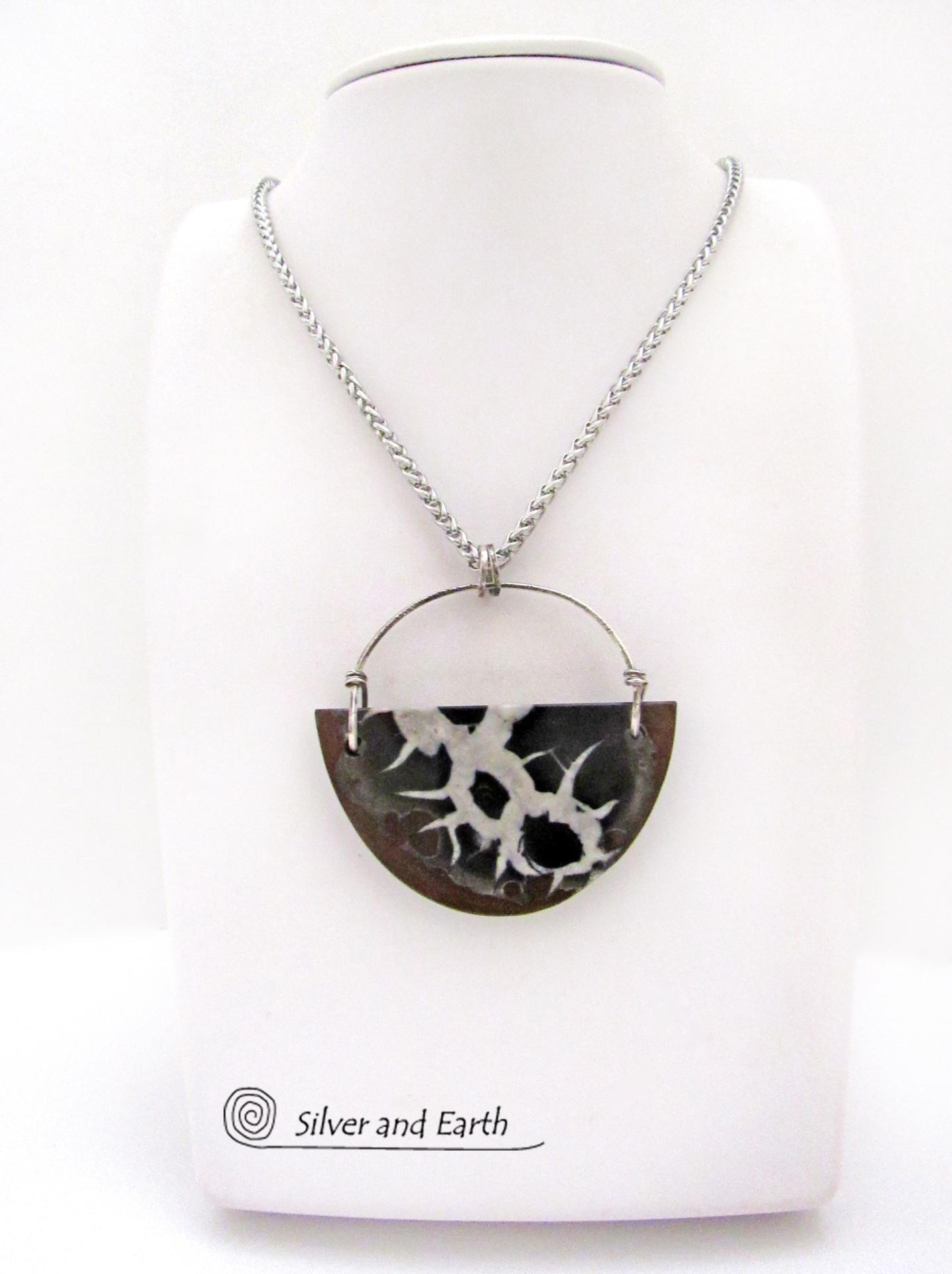 Septarian Fossil Stone Pendant Necklace - Ancient Natural Fossil Jewelry for Men and Women