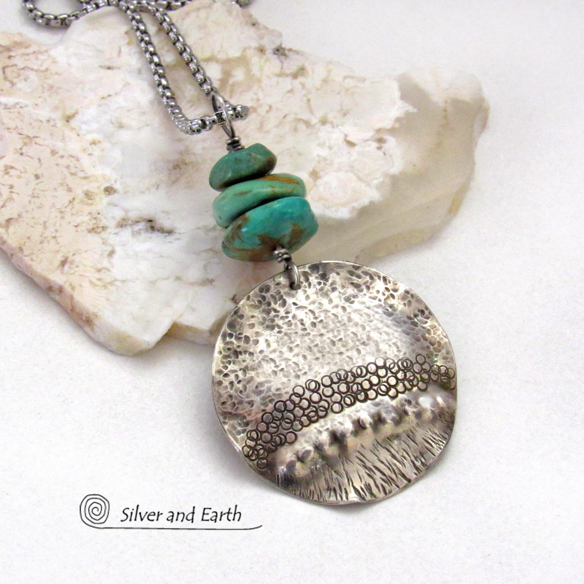 Turquoise and Sterling Silver Necklace - Handcrafted Southwestern Style Jewelry 