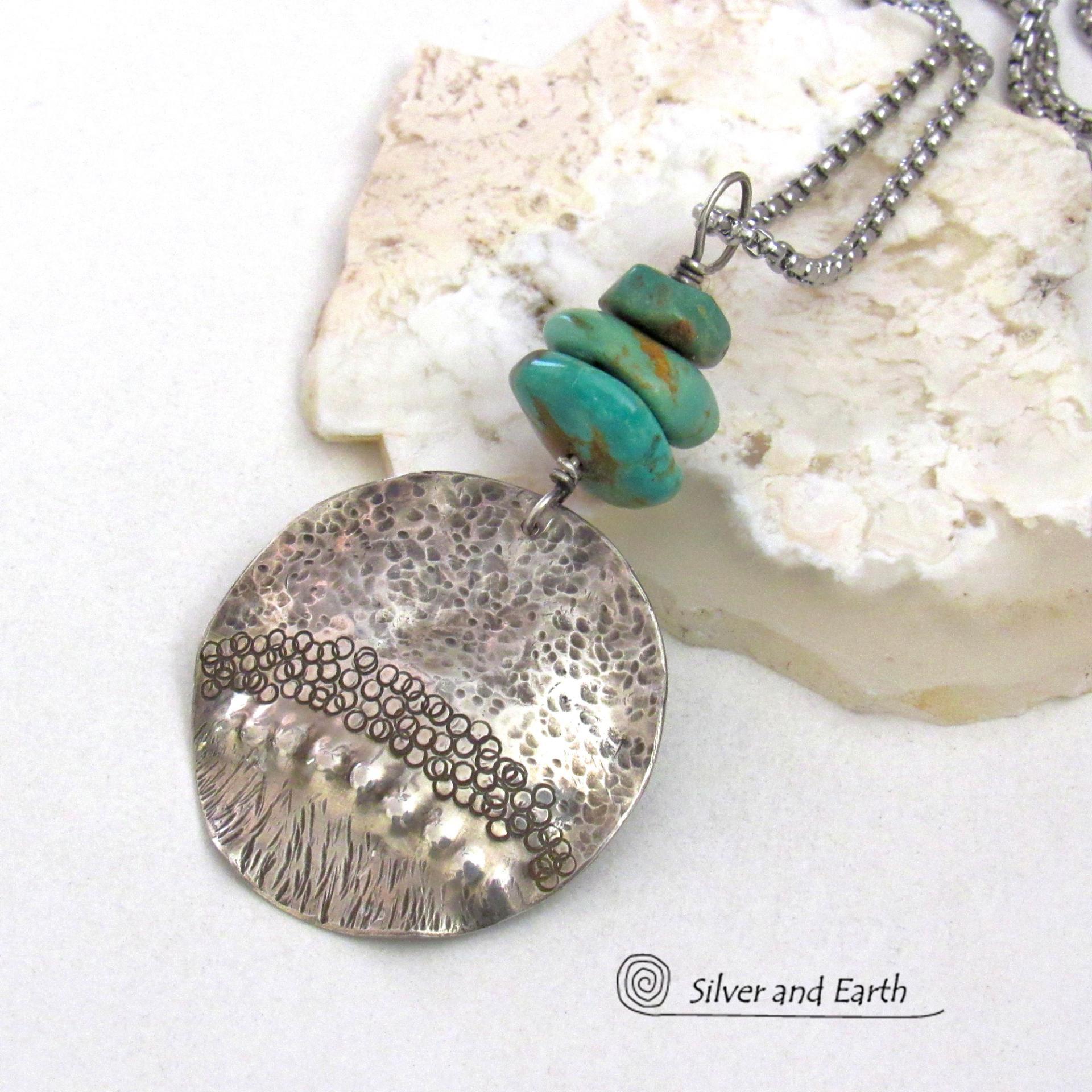 Turquoise and Sterling Silver Necklace - Handcrafted Southwestern Style Jewelry 
