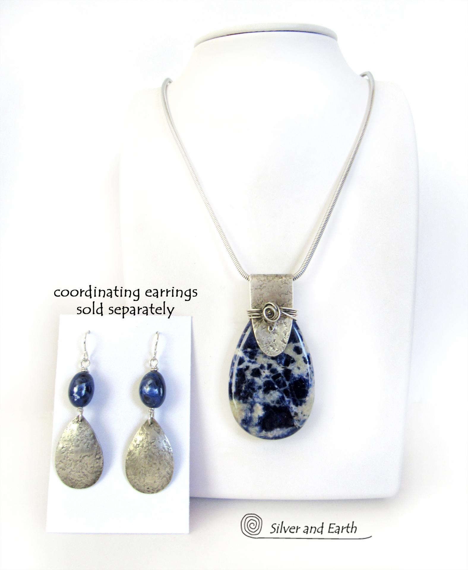 Blue Sodalite Sterling Silver Necklace - Unique Artisan Handcrafted Natural Gemstone Jewelry