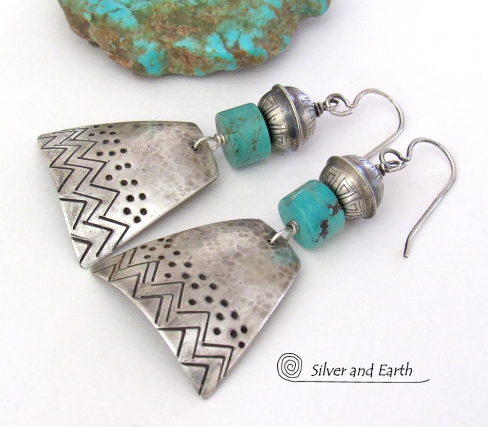 Sterling Silver Earrings with Turquoise - Southwestern Style Jewelry