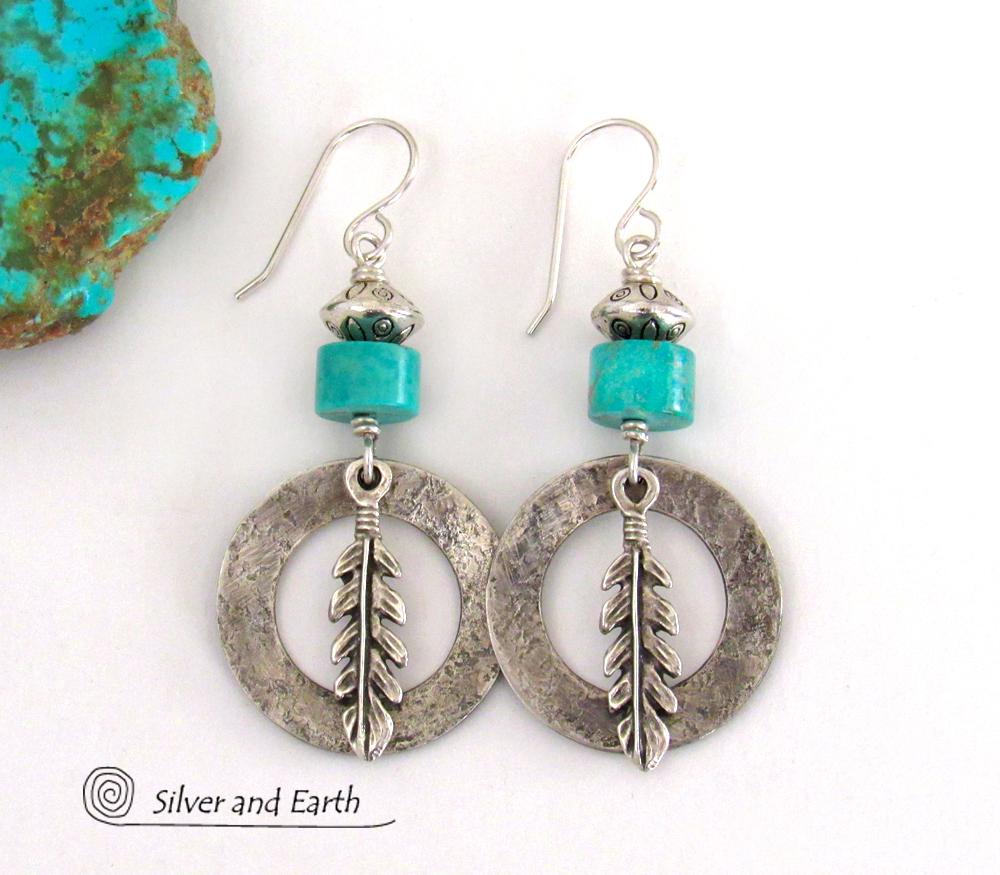 Sterling Silver Turquoise Dangle Earrings by Albuquerque Artist Gary  Abeyta, Southwestern Jewelry